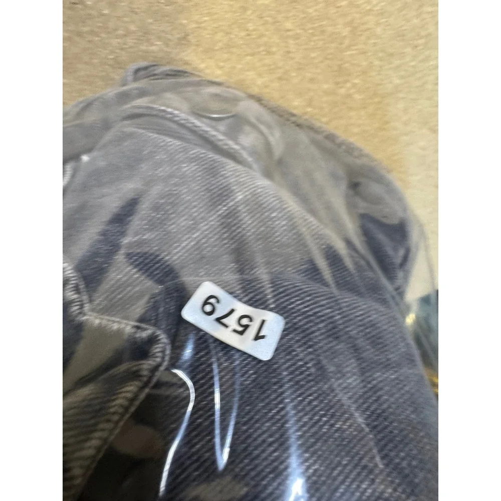 Free People We The Free Denim Shirt Jacket Washed Black Grey Oversized Shacket L - Picture 10 of 10